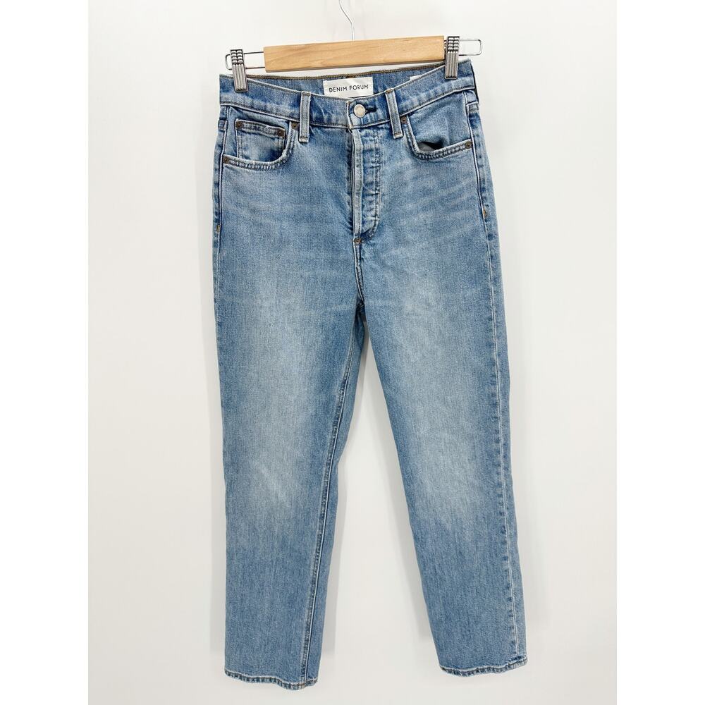 Denim Forum Womens The Arlo High Rise Straight Denim Jenas Size 24 Button Fly